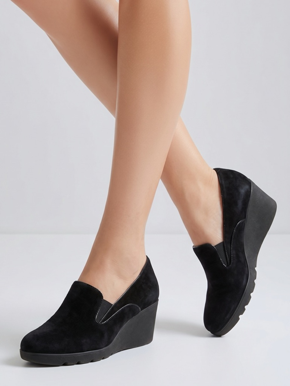 Donald J. Pliner Melia Black Suede Wedge Heels